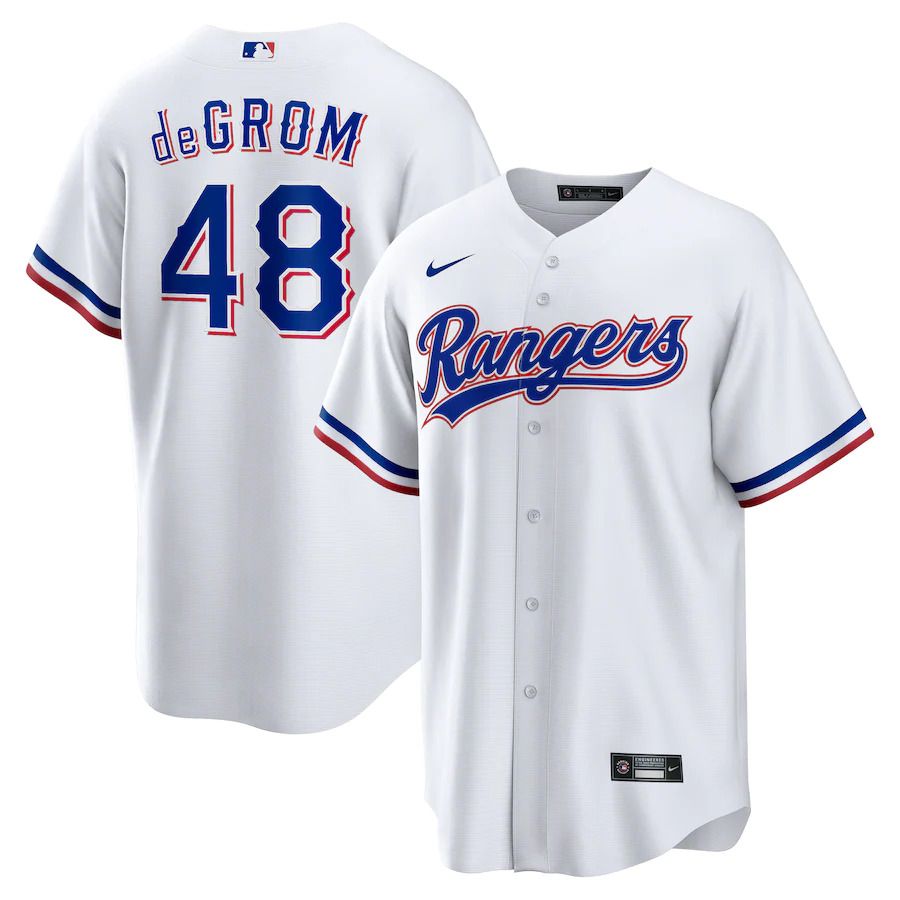 Men Texas Rangers #48 Jacob deGrom Nike White Home Replica Player MLB Jersey->texas rangers->MLB Jersey